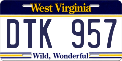 WV license plate DTK957