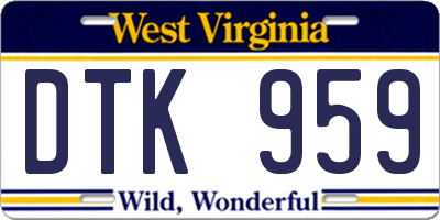 WV license plate DTK959