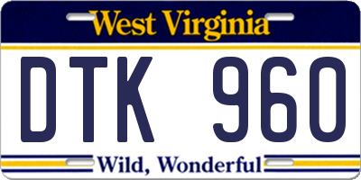 WV license plate DTK960