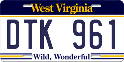 WV license plate DTK961