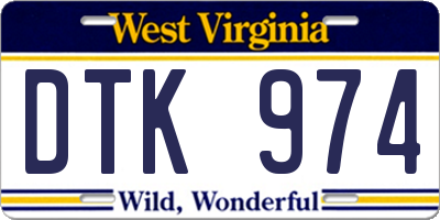 WV license plate DTK974