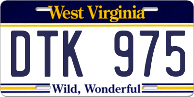 WV license plate DTK975