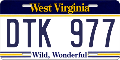 WV license plate DTK977