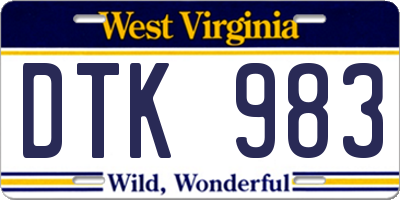 WV license plate DTK983