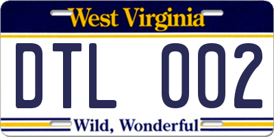 WV license plate DTL002