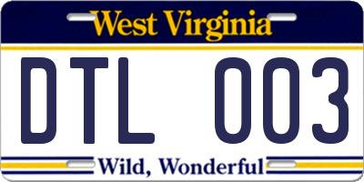 WV license plate DTL003