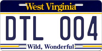 WV license plate DTL004