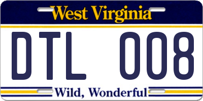 WV license plate DTL008
