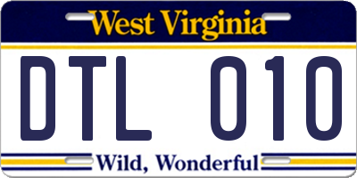 WV license plate DTL010