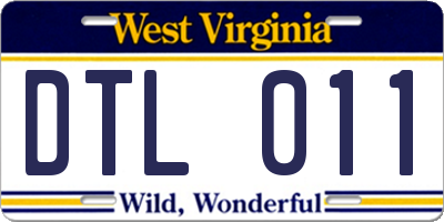 WV license plate DTL011