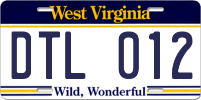 WV license plate DTL012