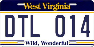 WV license plate DTL014