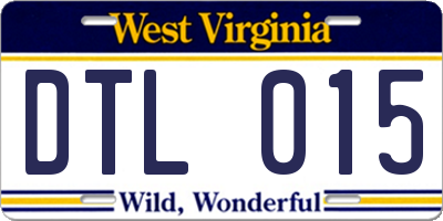 WV license plate DTL015