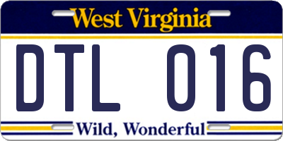 WV license plate DTL016