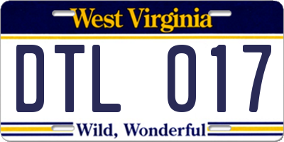 WV license plate DTL017