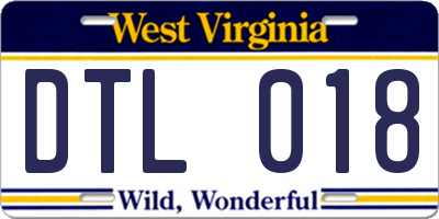 WV license plate DTL018