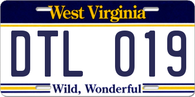 WV license plate DTL019
