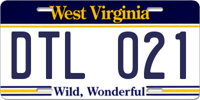 WV license plate DTL021