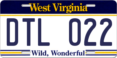 WV license plate DTL022