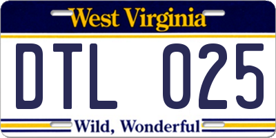 WV license plate DTL025