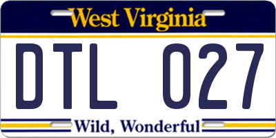 WV license plate DTL027