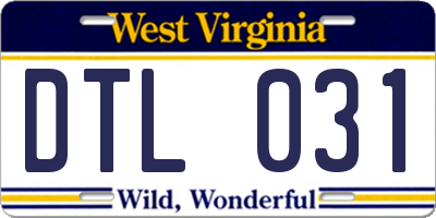 WV license plate DTL031