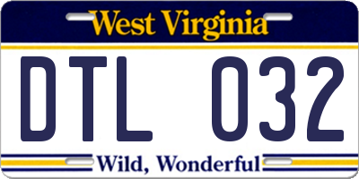 WV license plate DTL032