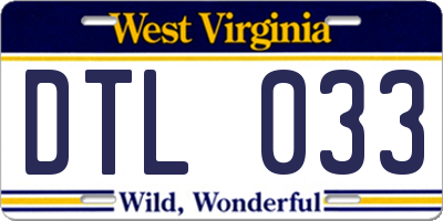 WV license plate DTL033