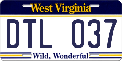 WV license plate DTL037