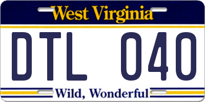 WV license plate DTL040