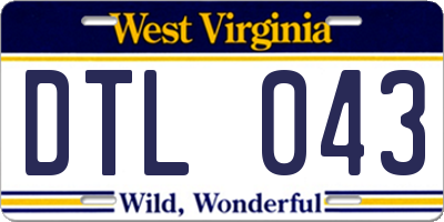 WV license plate DTL043