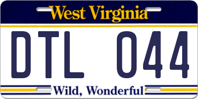 WV license plate DTL044