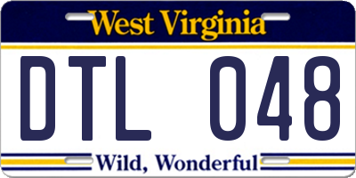 WV license plate DTL048