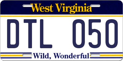 WV license plate DTL050