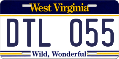 WV license plate DTL055