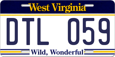 WV license plate DTL059