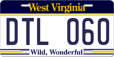 WV license plate DTL060