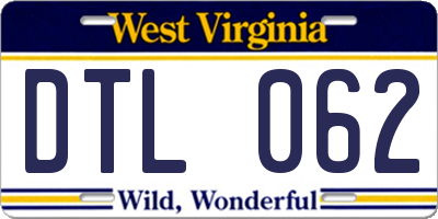 WV license plate DTL062
