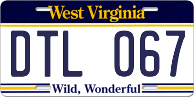 WV license plate DTL067