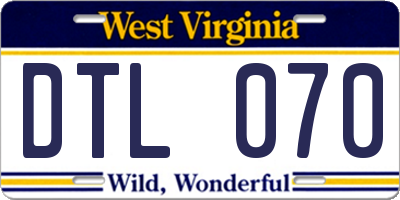 WV license plate DTL070