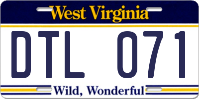 WV license plate DTL071