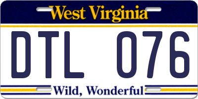 WV license plate DTL076