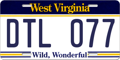 WV license plate DTL077