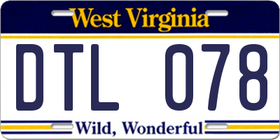 WV license plate DTL078