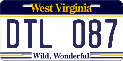 WV license plate DTL087