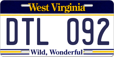 WV license plate DTL092