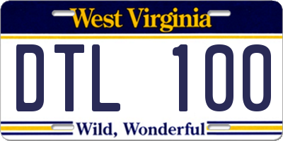 WV license plate DTL100