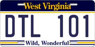 WV license plate DTL101