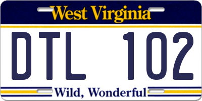 WV license plate DTL102