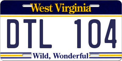 WV license plate DTL104